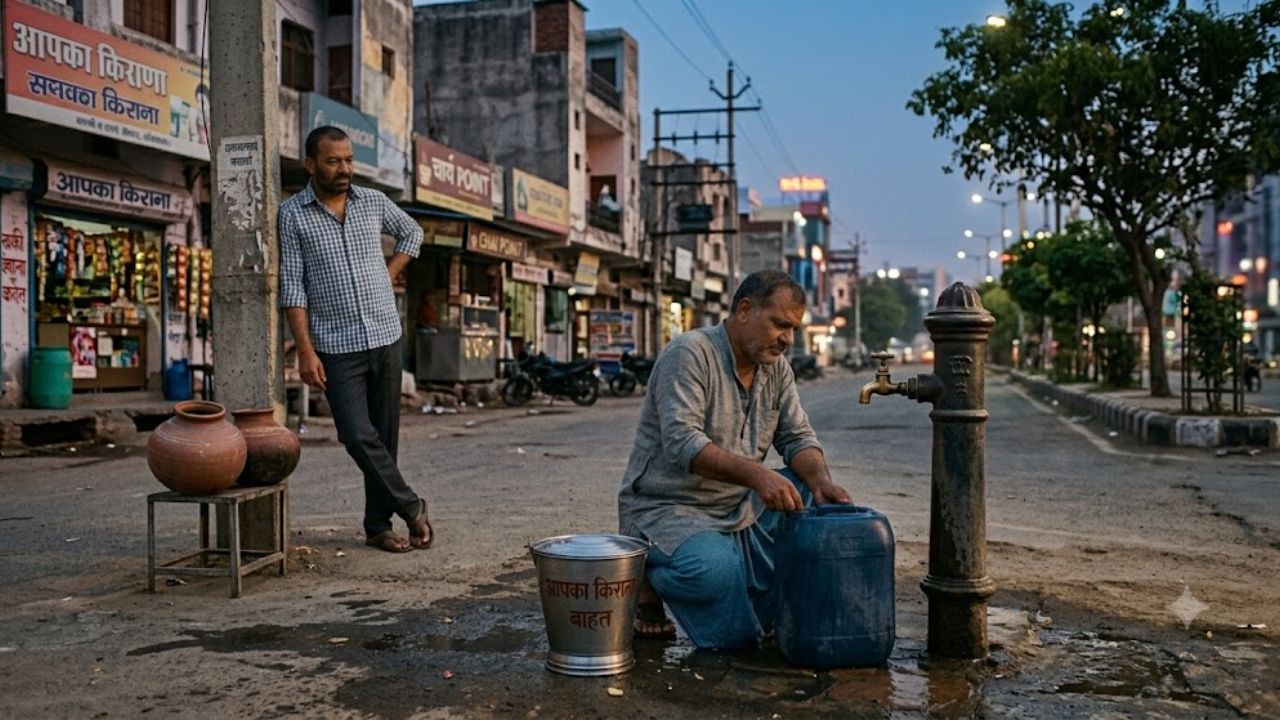 Man touching a bucket