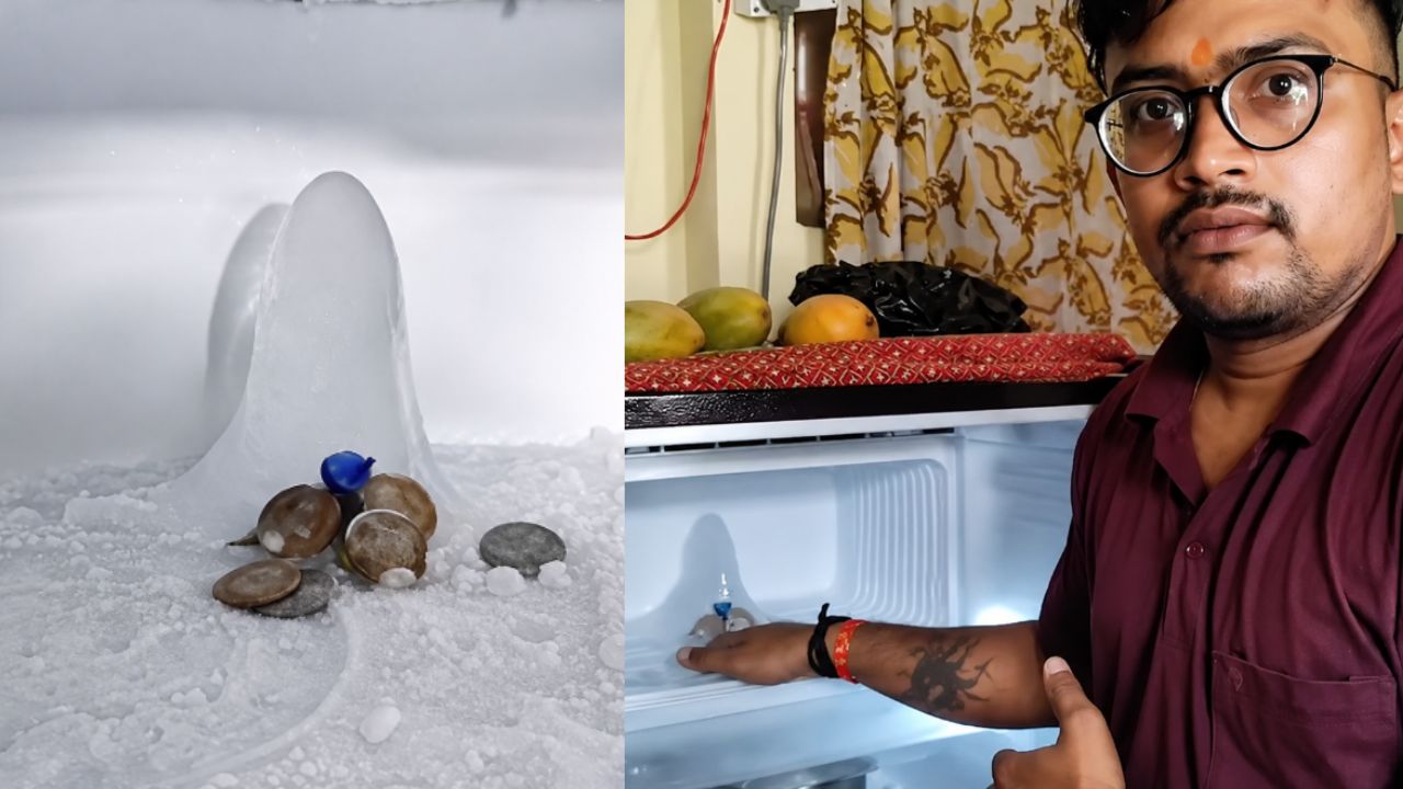 refrigerator and man