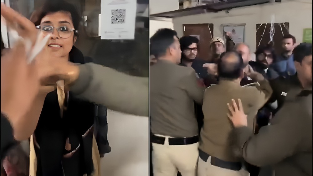 थाने में झड़प का वीडियो ग्रैब । Photo Credit: Social Media