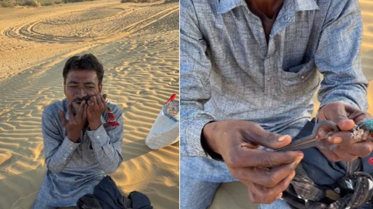 मोरचंग बजाता शख्स, Photo credit: Social media