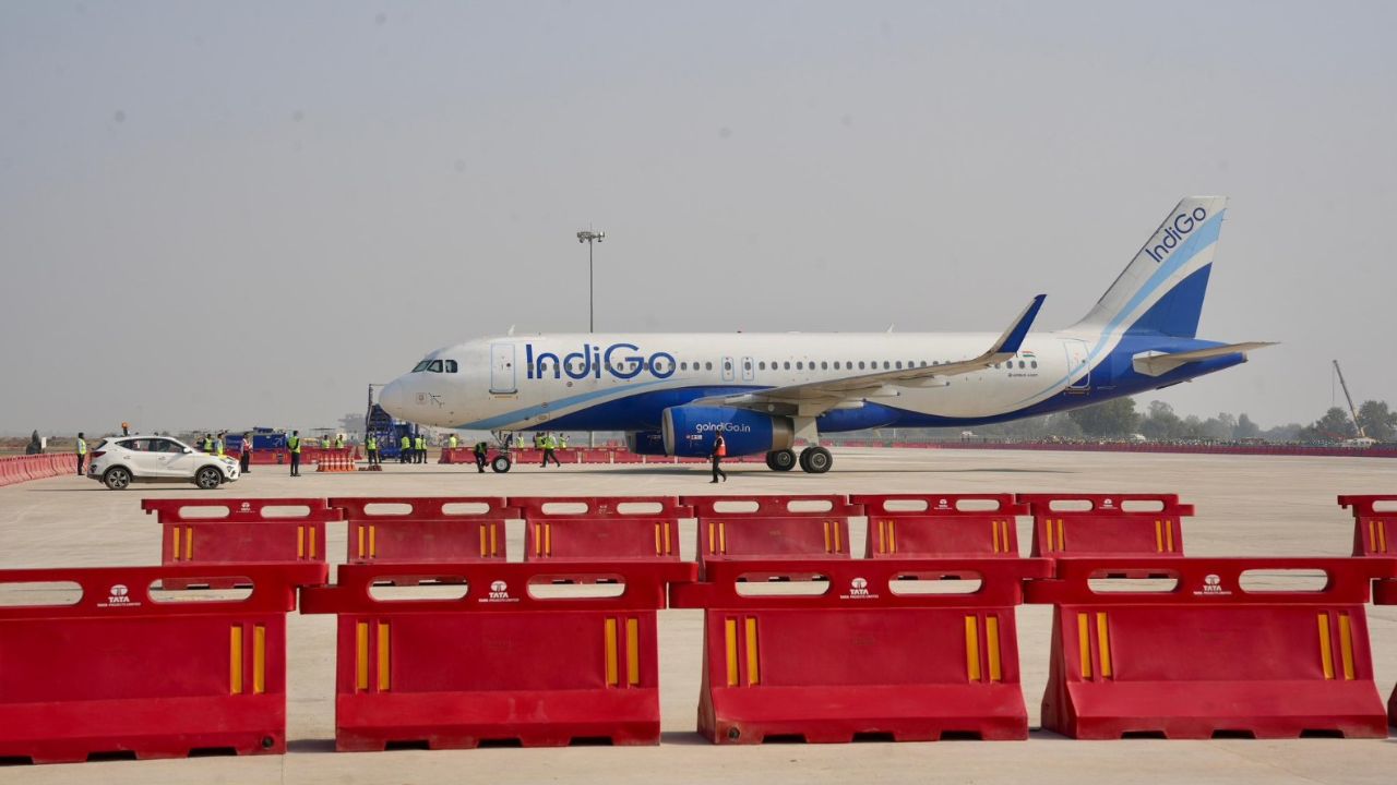 Indigo flight at jewar airport