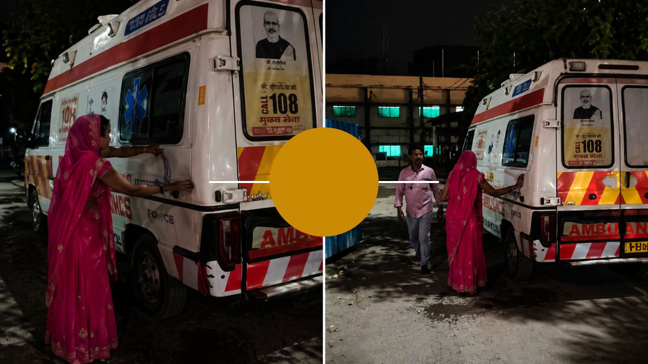 एंबुलेंस साफ करती हुई महिला । Photo Credit: Social Media