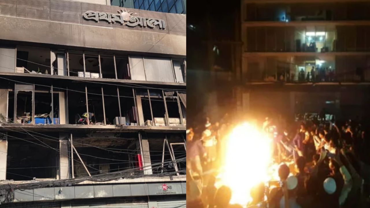 बांग्लादेश में दो अखबारों पर भीड़ हमला। (Photo Credit: Social Media)