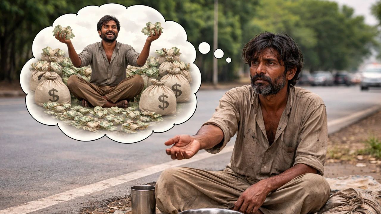 ai generated image of a begger