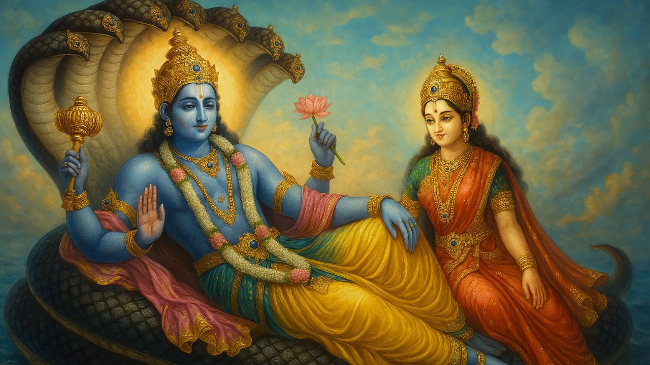 Image of Bhagwan Vishnu and Lakshmi