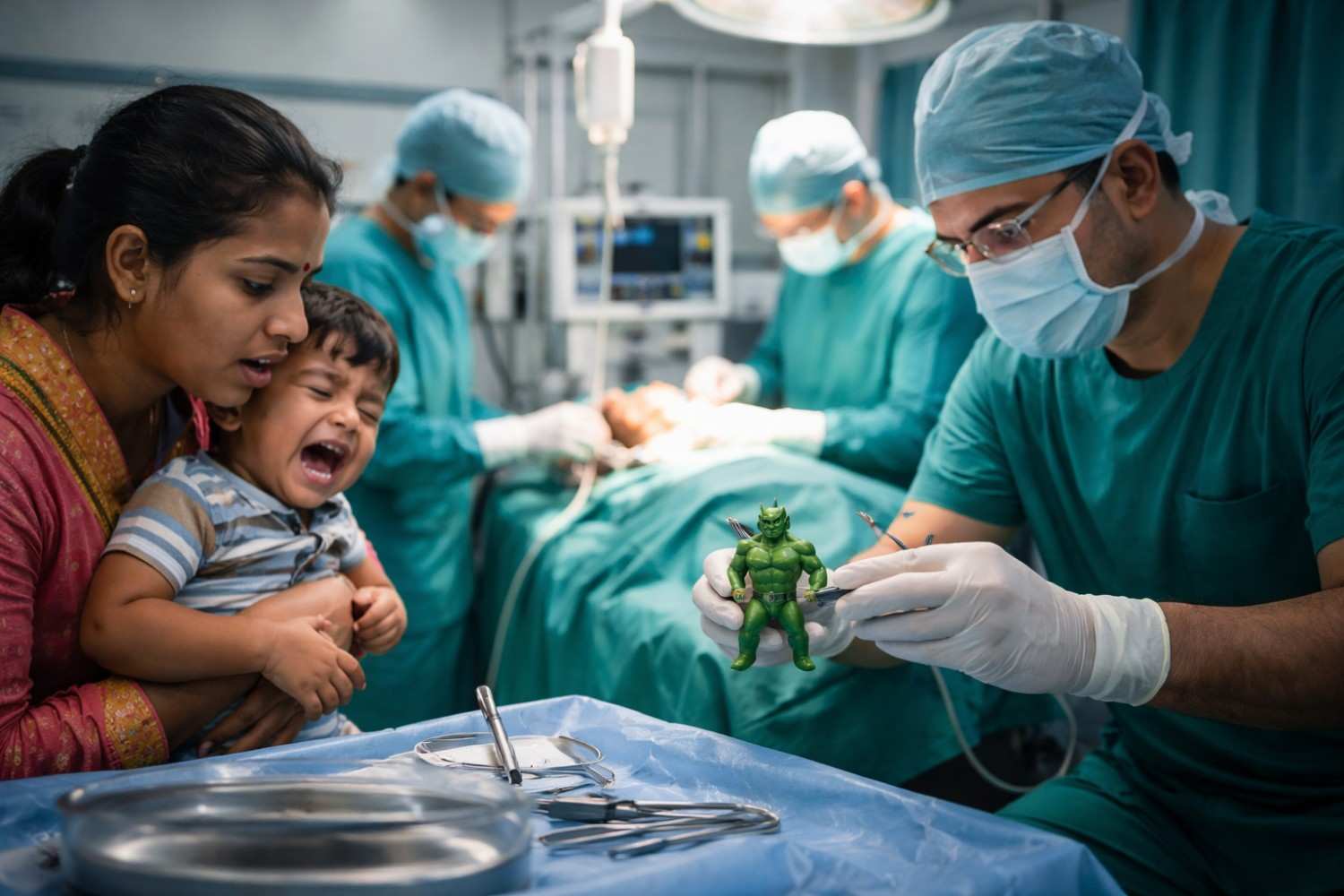 doctors operating a child