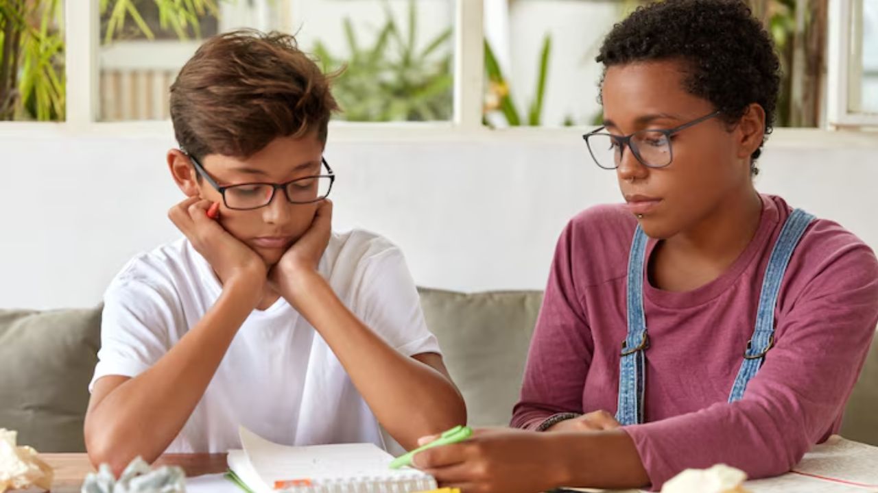 child studying photo