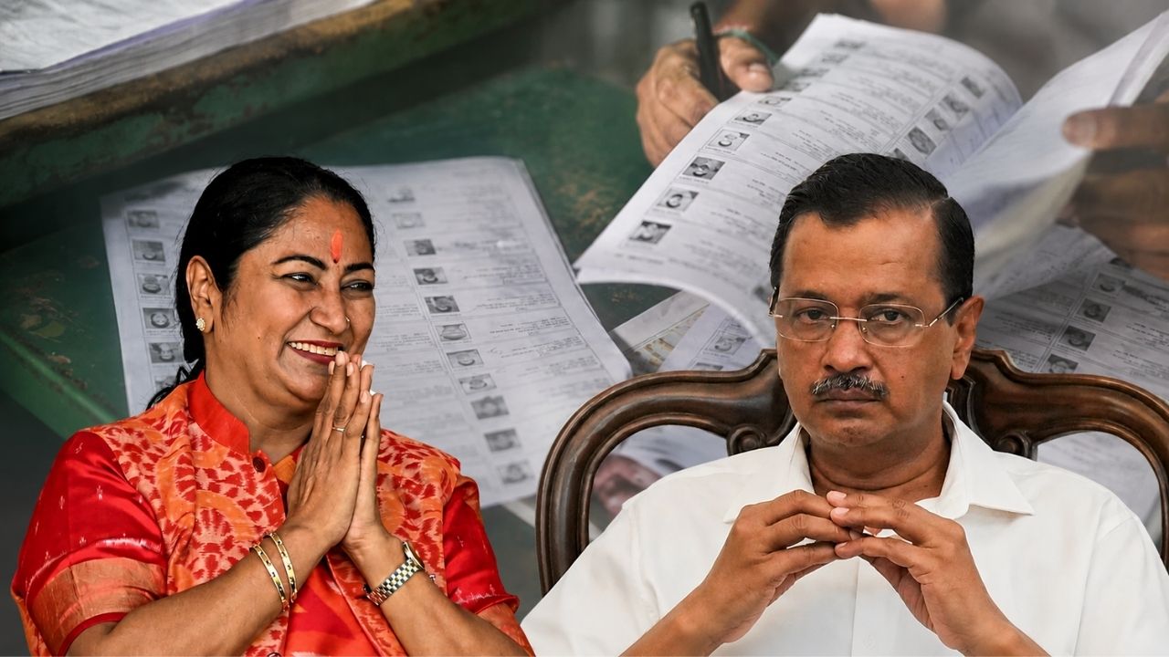 ai generated image of rekha gupta and arvind kejriwal