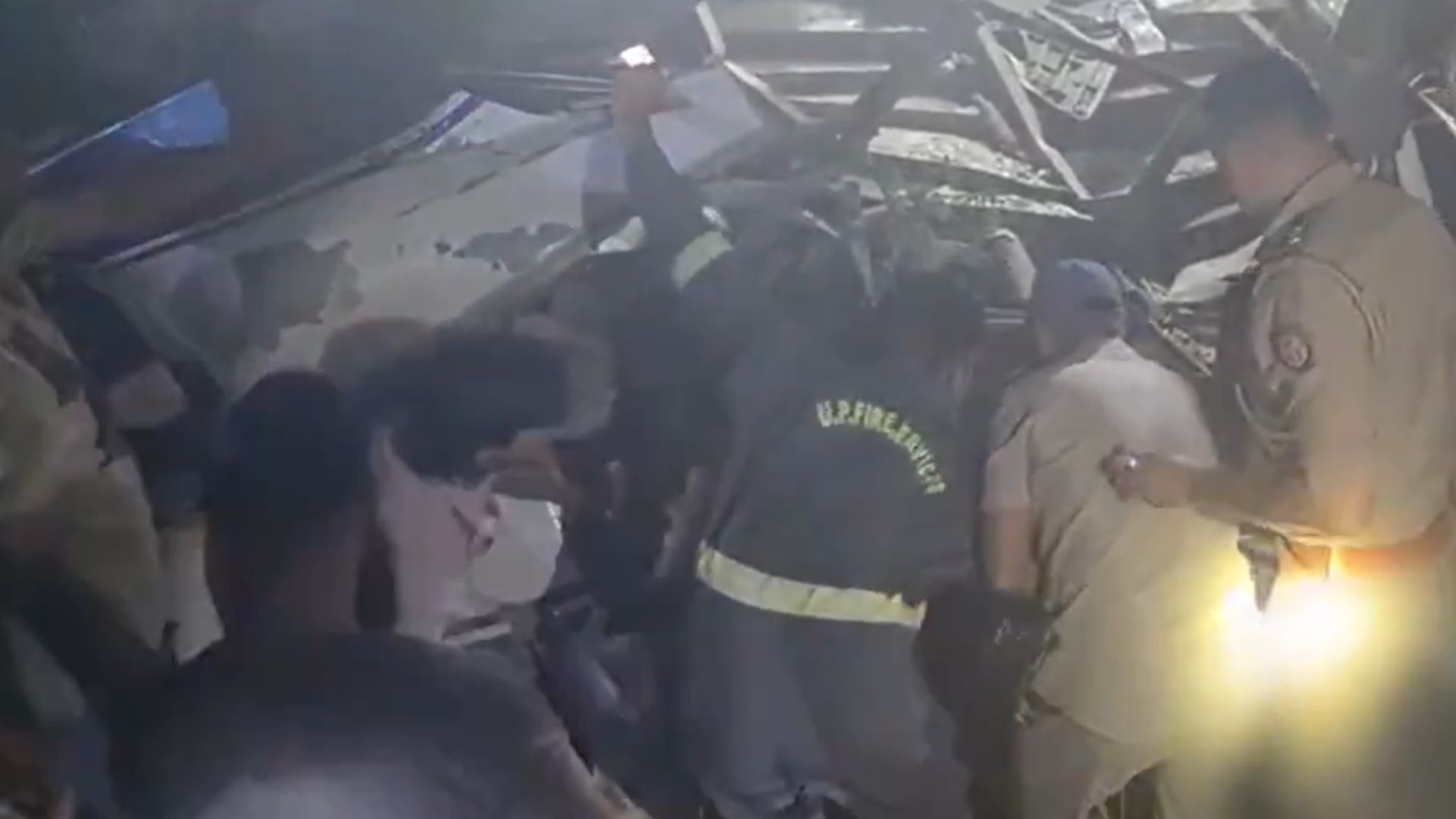 Collision between bus and truck