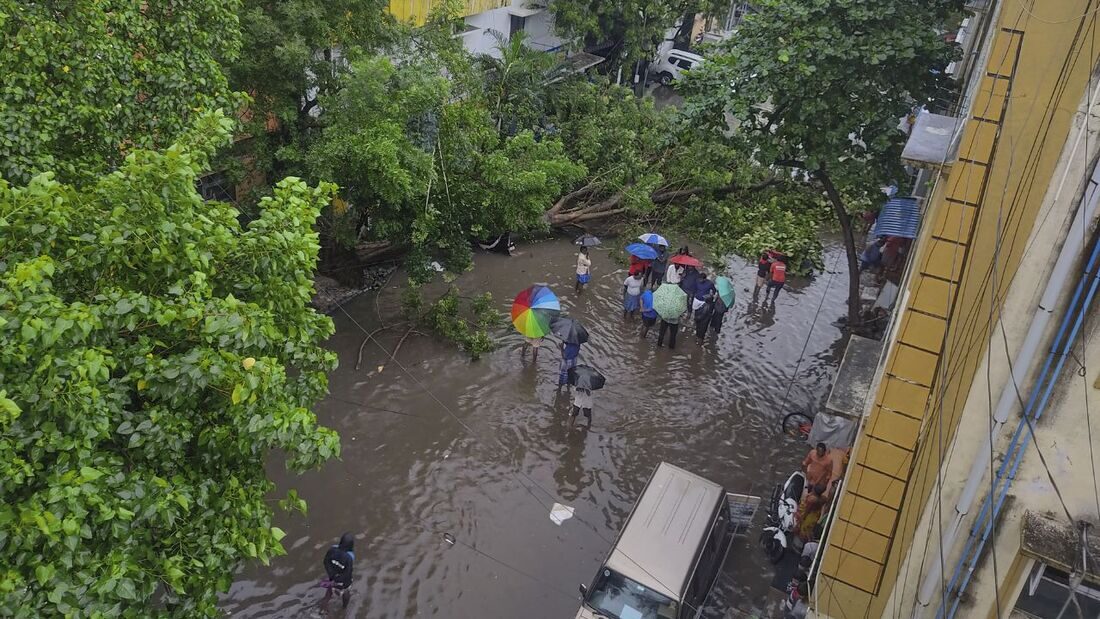Puducherry Assembly Speaker Embalam R. Selvam visits an area affected by heavy rains owing to Cyclone Fengal : PTI