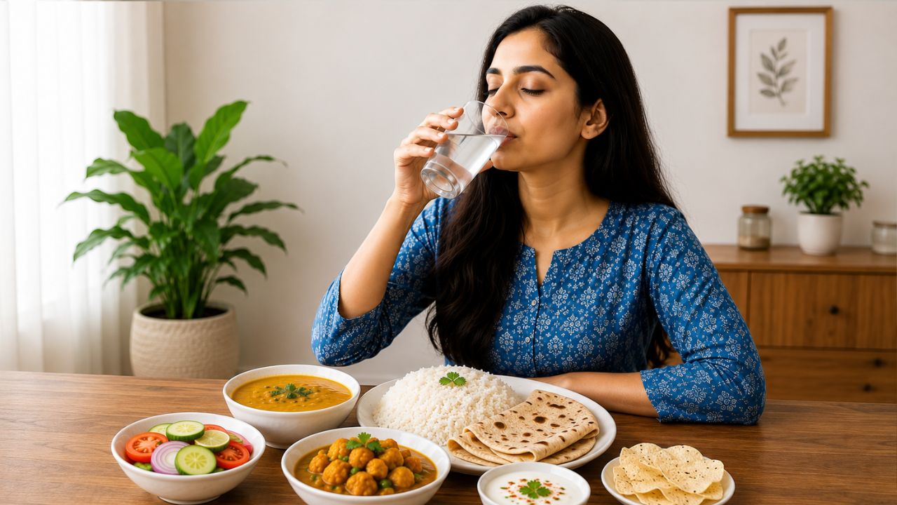 Drinking water after having food