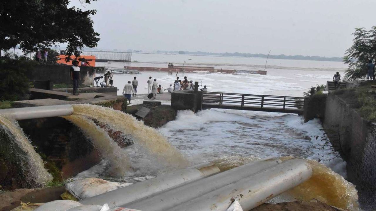 Ganga river water flowing from canal