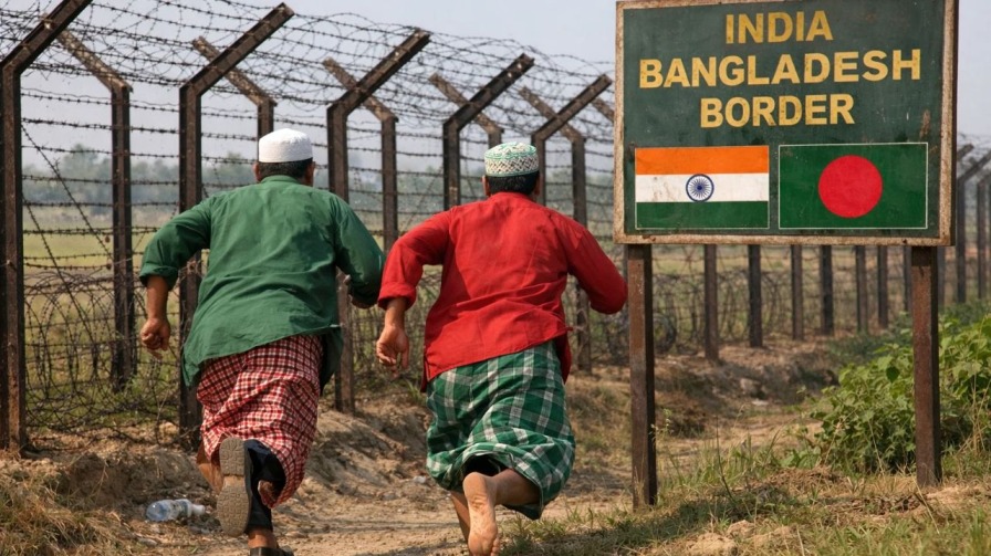 representative image of two suspects running towards india