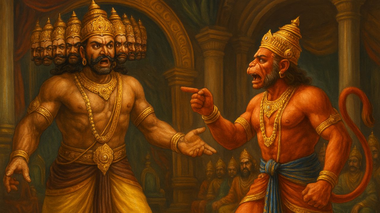 AI Image of Hanuman ji And Ravan Samwad