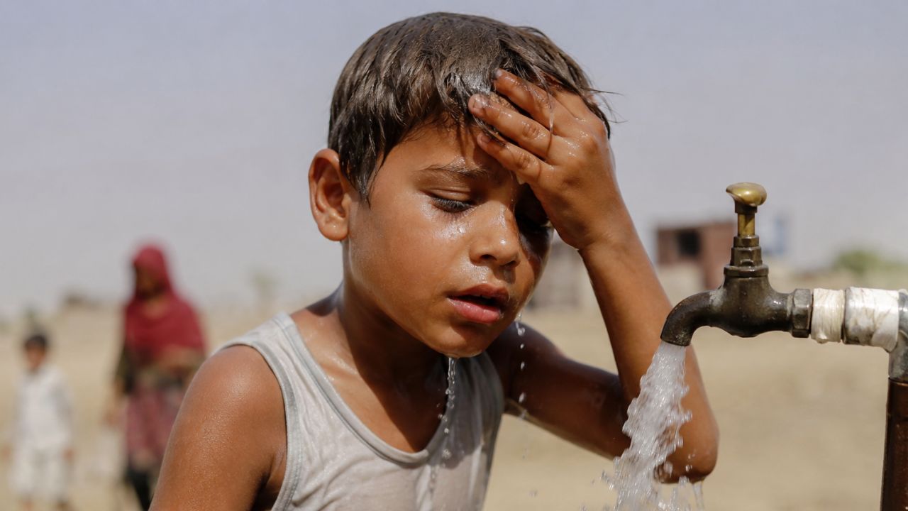 ai image created on children affected by heat wave