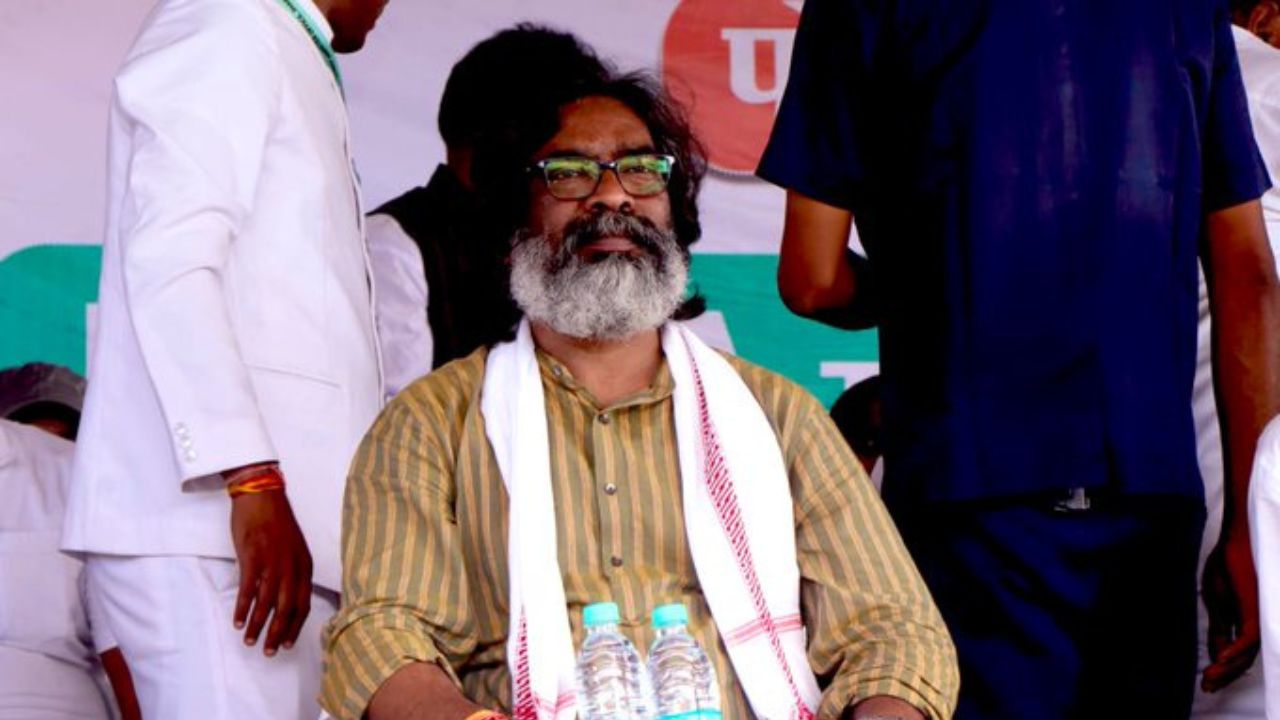 Hemant Soren during a public rally