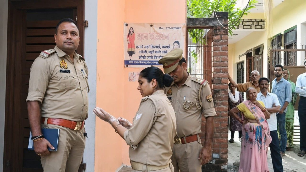Police gathering information scene of  incident.