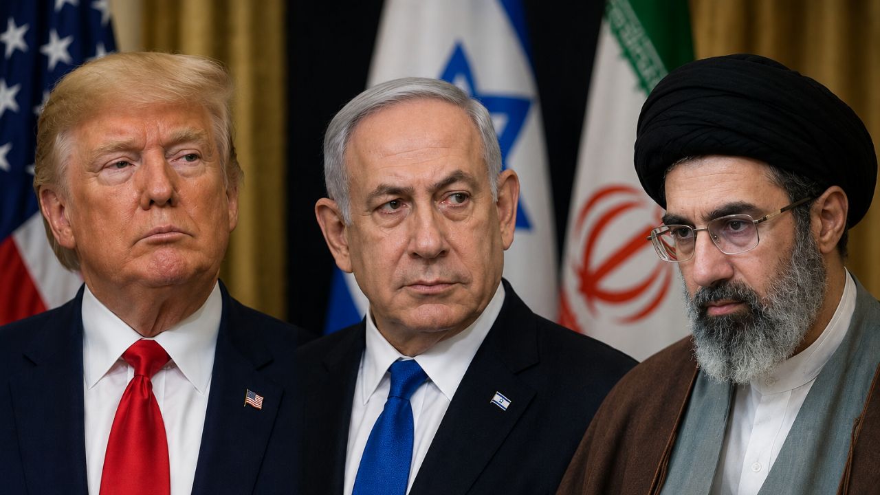 Donald Trump, Benjamin Netanyahu and Mojtaba Khamenei 