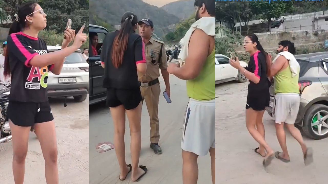 Haryana female tourist argument with local police.
