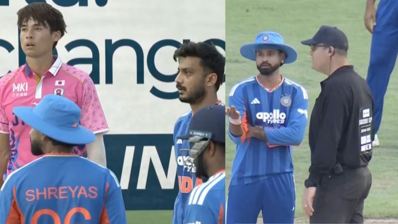 India vs Japan last over drama Shreyas Iyer Axar Patel and umpire Chris Brown