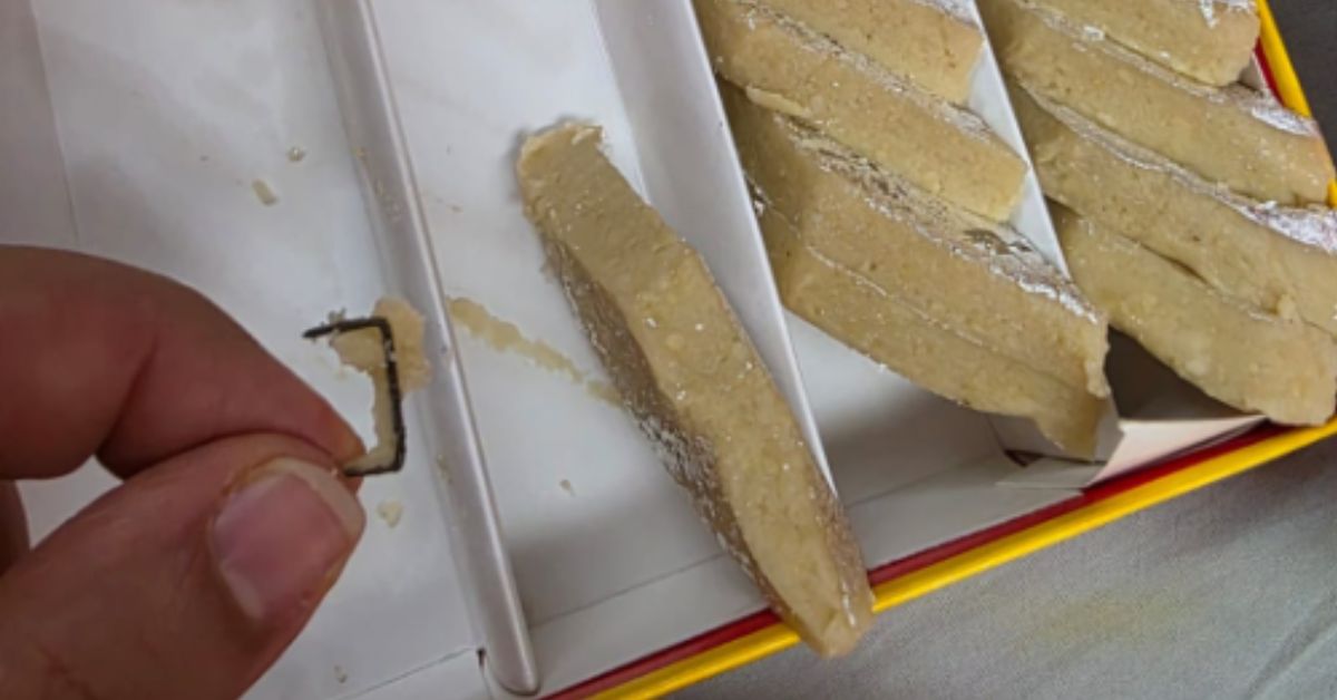 metal pin embedded inside the sweets