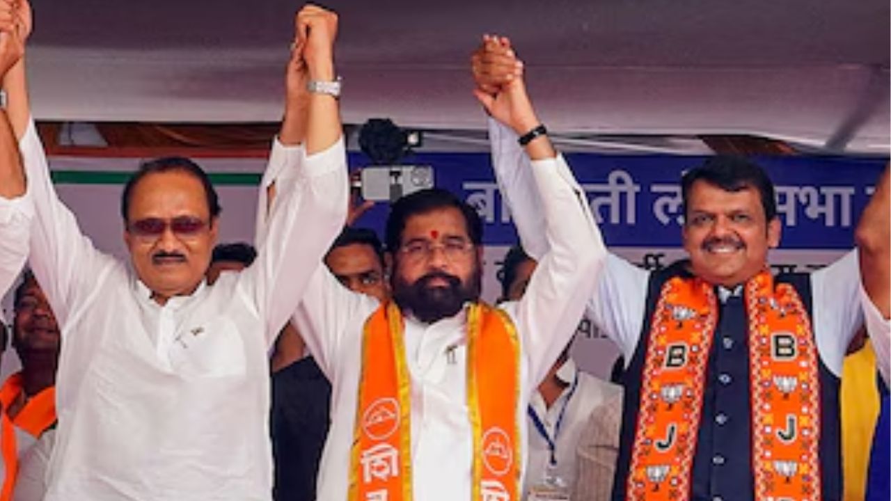 Ajith pawar, eknath shinde and devendra fadnavis : PTI