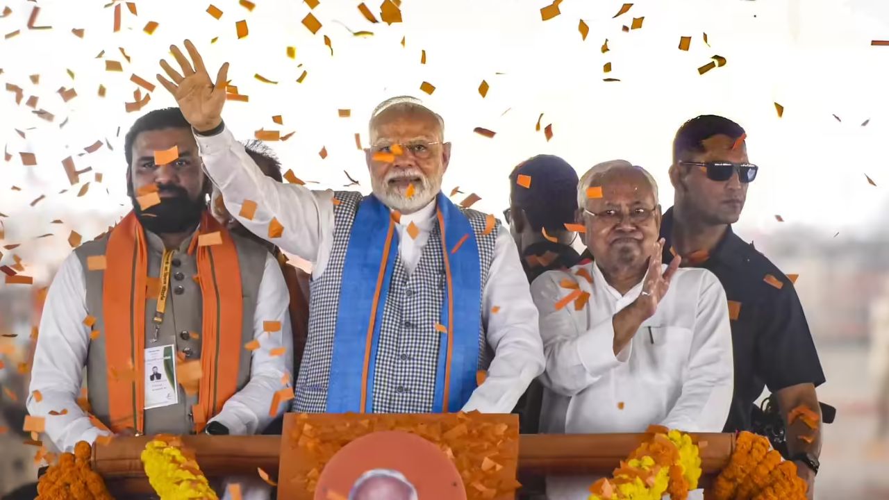 modi nitish and samrat chaudhary