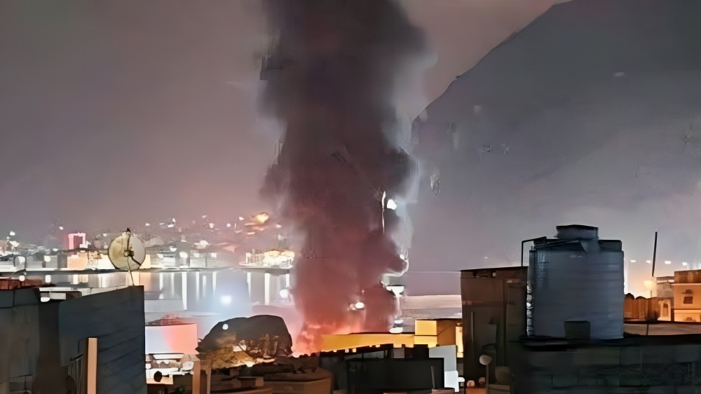 हमले के बाद उठता हुआ धुआं । Photo Credit: Social Media