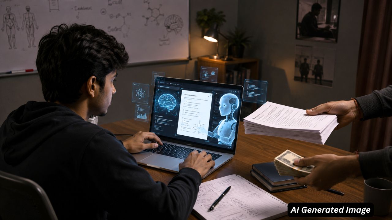 ai generated image of a man creating a paper using ai