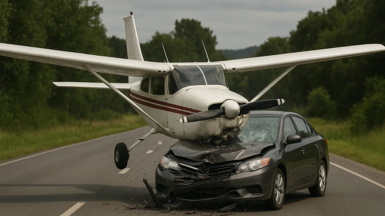 plane and car crash