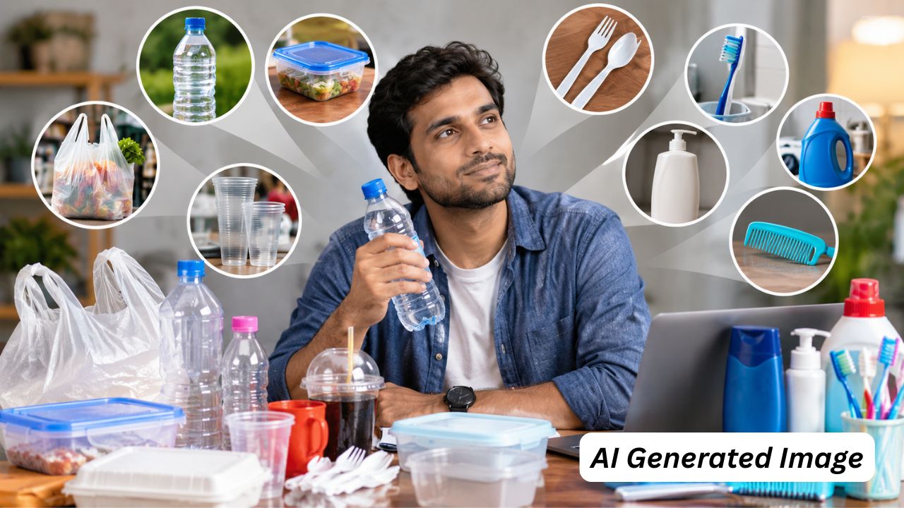 ai generated image of man using plastic