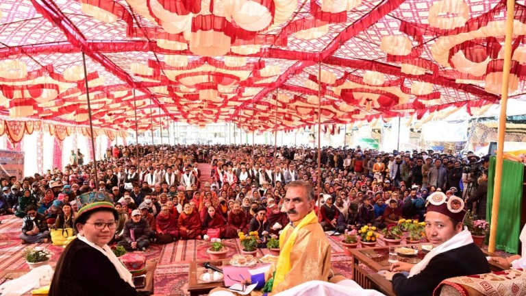 काजा में जनसभा को सबोधित करते मुख्यमंत्री सुक्खू, Photo Credit-DPR 