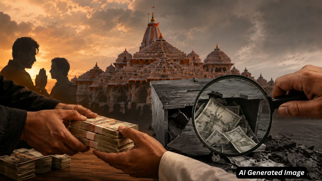 ai generated image of ram mandir donation controversy