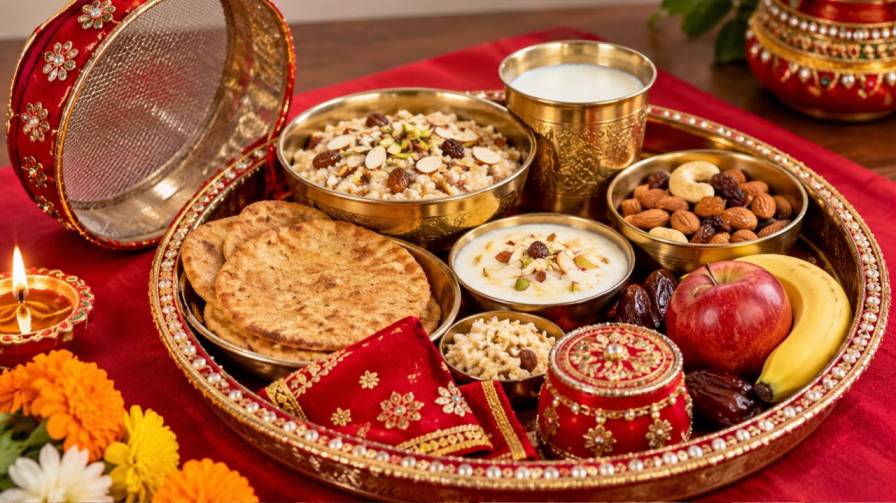 Karva Chauth Sargi Thali image made by chat gpt
