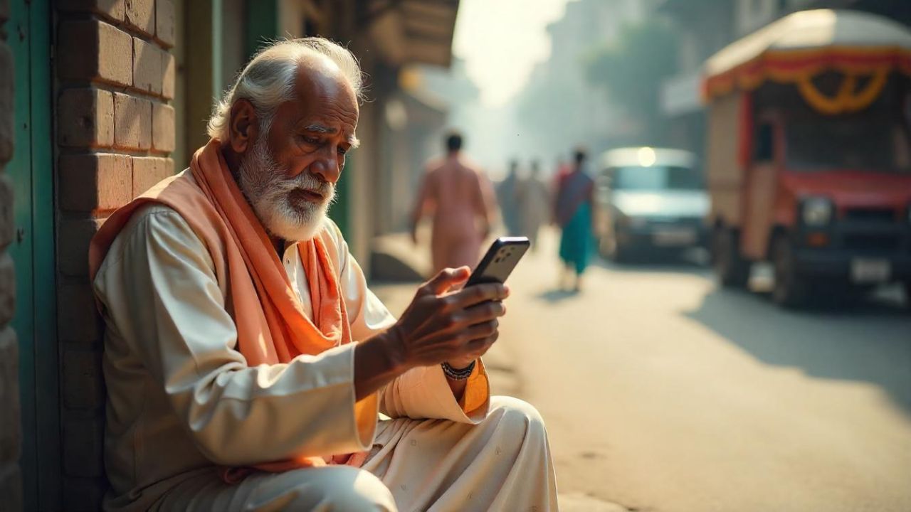 AI Image of elderly person using mobile