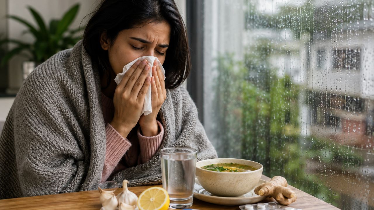 AI generated image of sick women