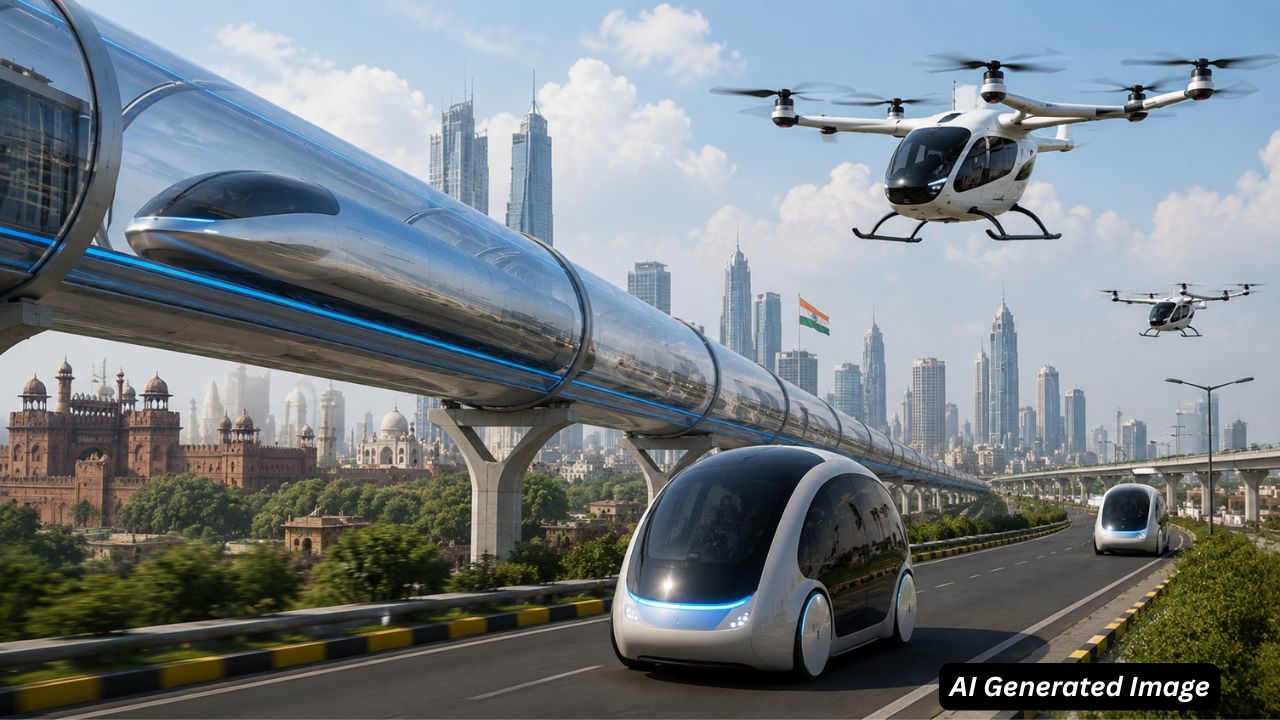 ai generated image of pod taxi and hyperloop