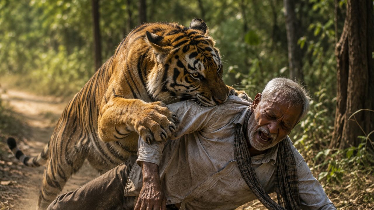 AI Generated Image of tiger attack 