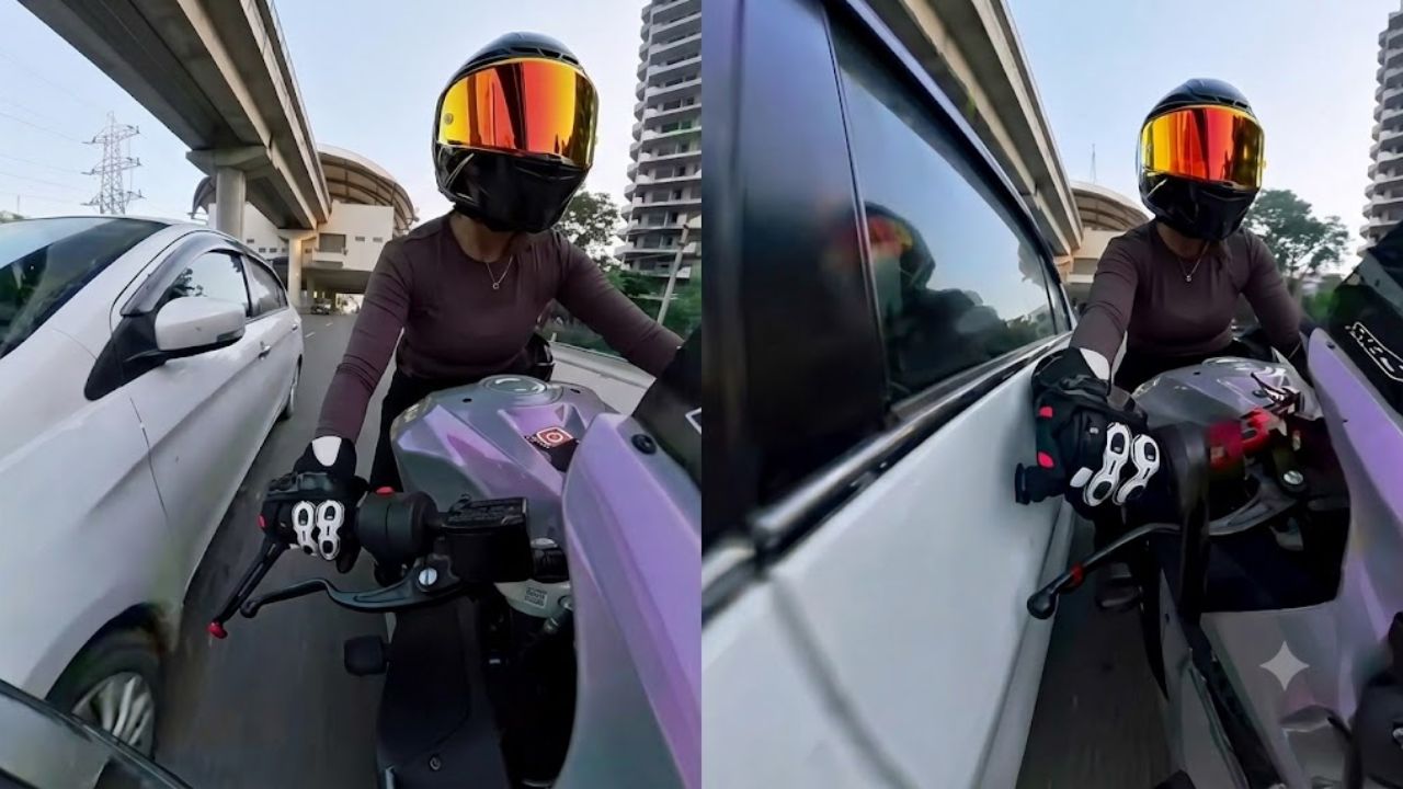 biker rider sia hit by car