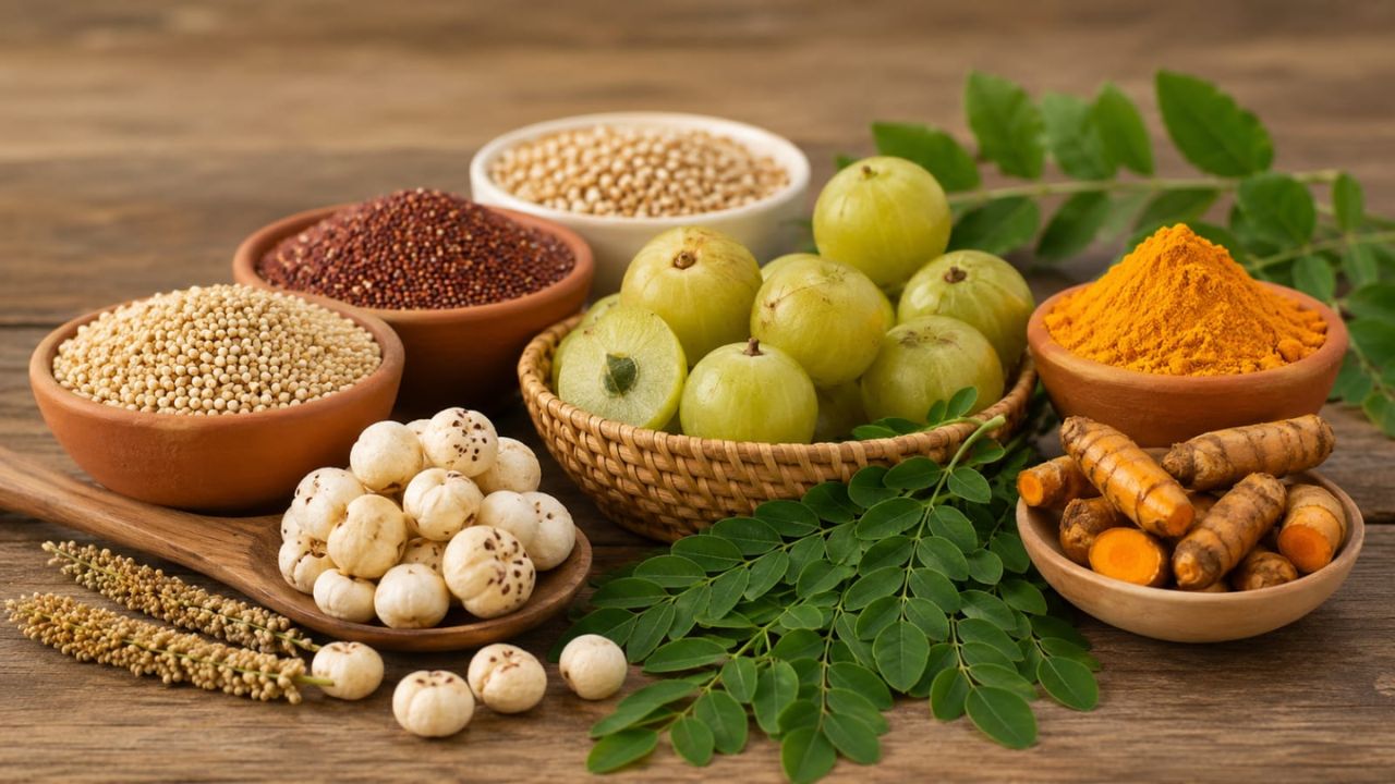 AI generated image of indian superfoods