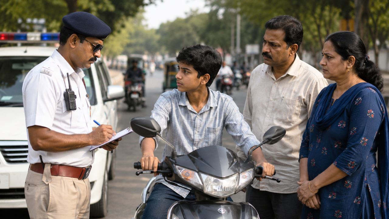 ai generated image of minor boy driving a bike