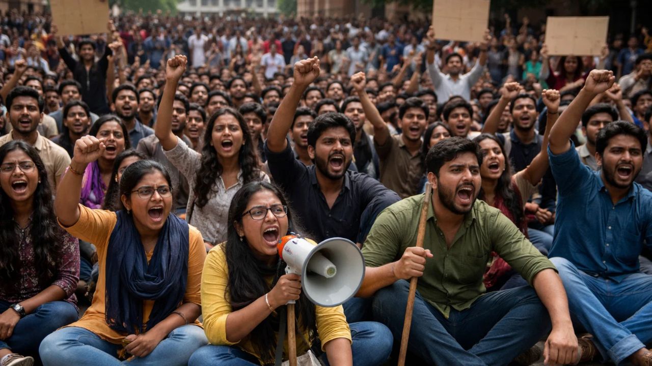 ai generated image of students protesting against ugc rules 2026