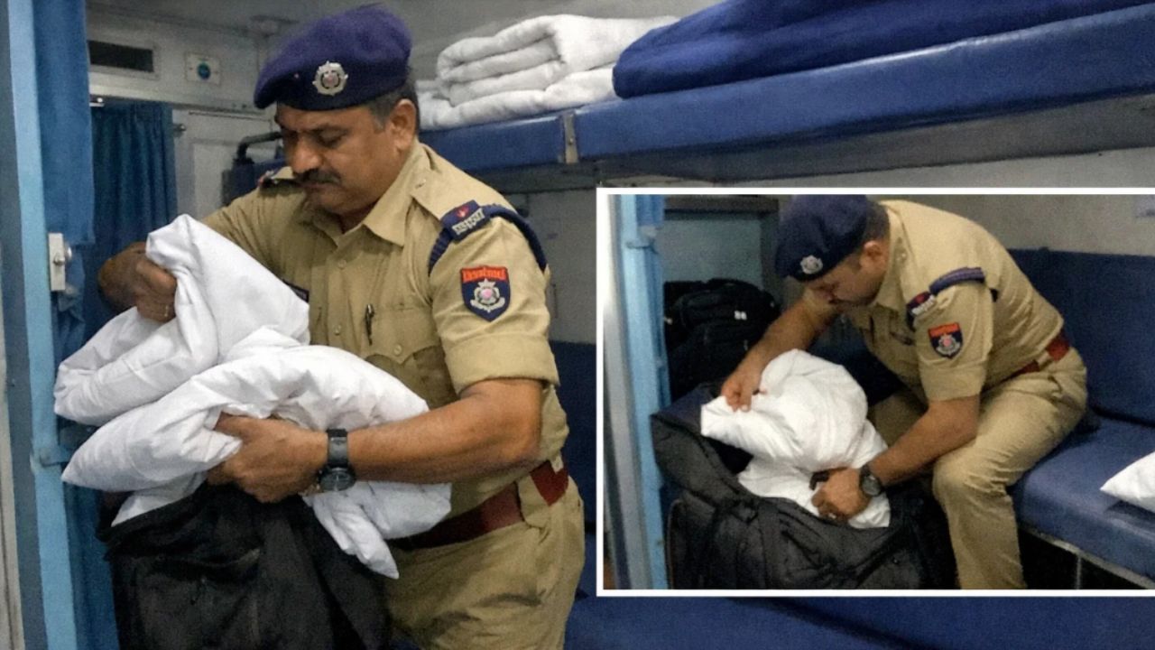  policeman caught stealing bedsheets and pillows in train