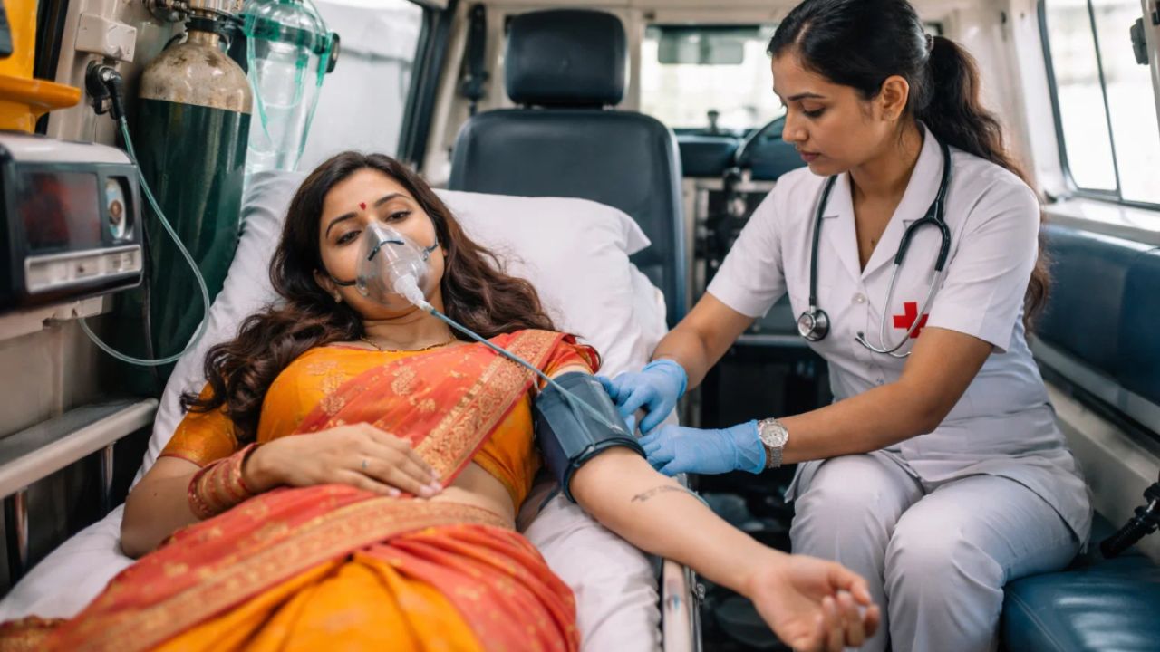 ambulance gets stuck pothole