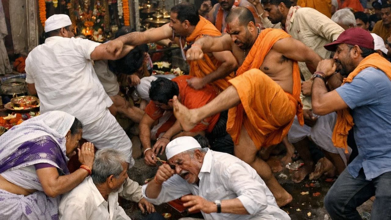 Maharashtra temple priest kick devtees