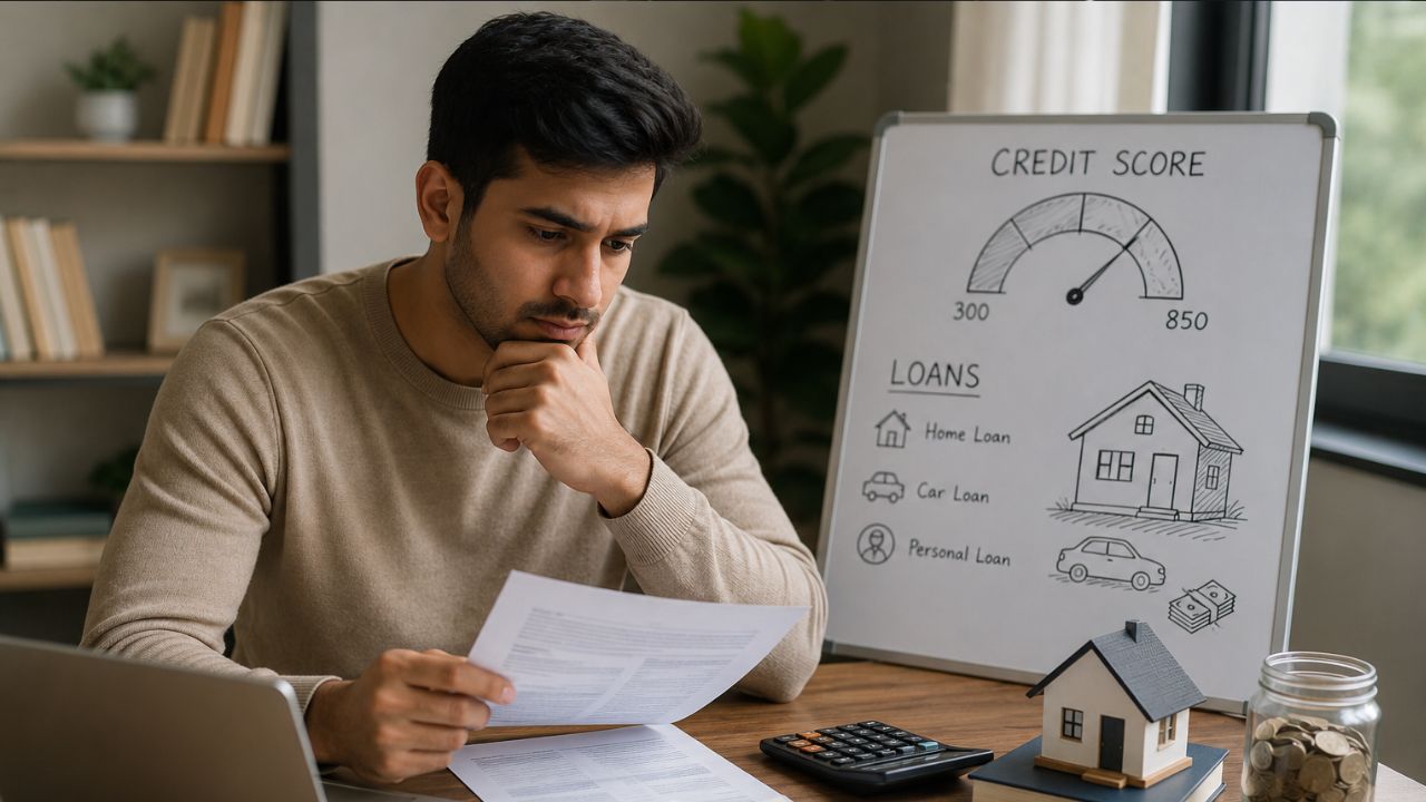 AI Generated Image of a man checking his Credit Score