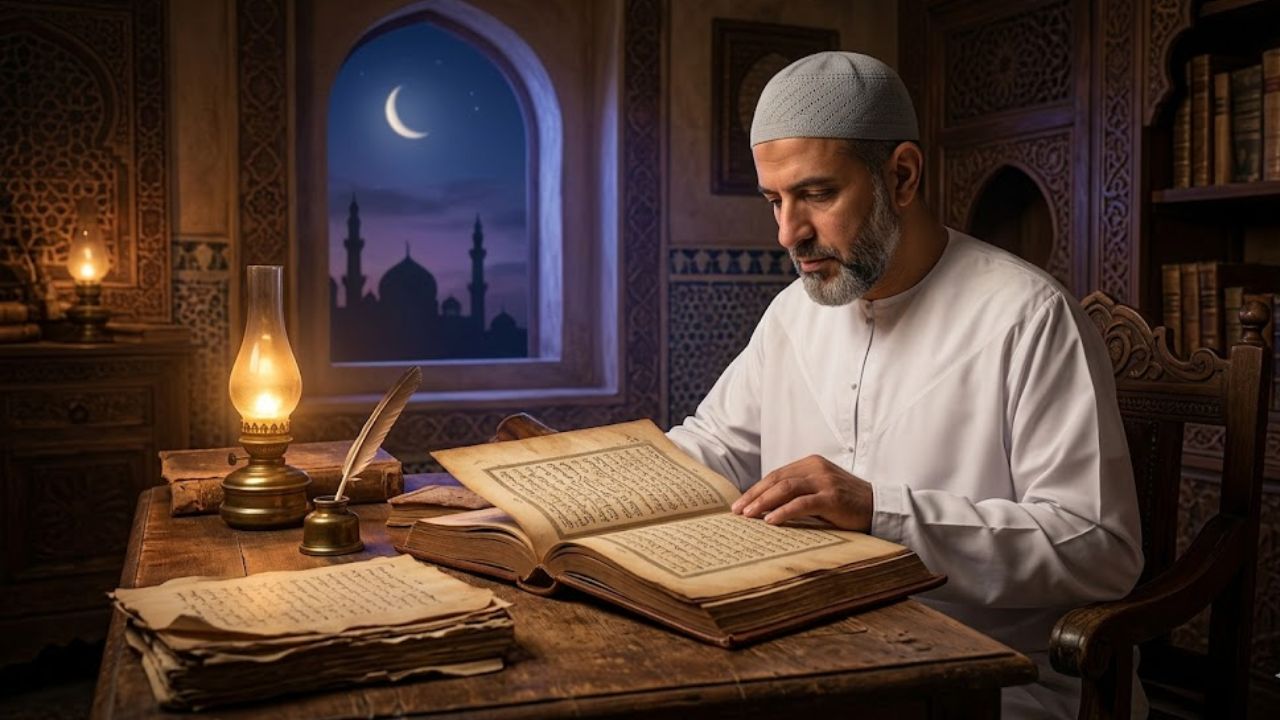 a men reading Quran