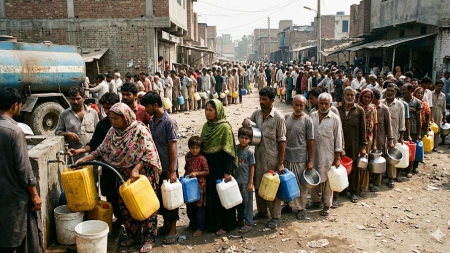 people faces water a crisis on Eid