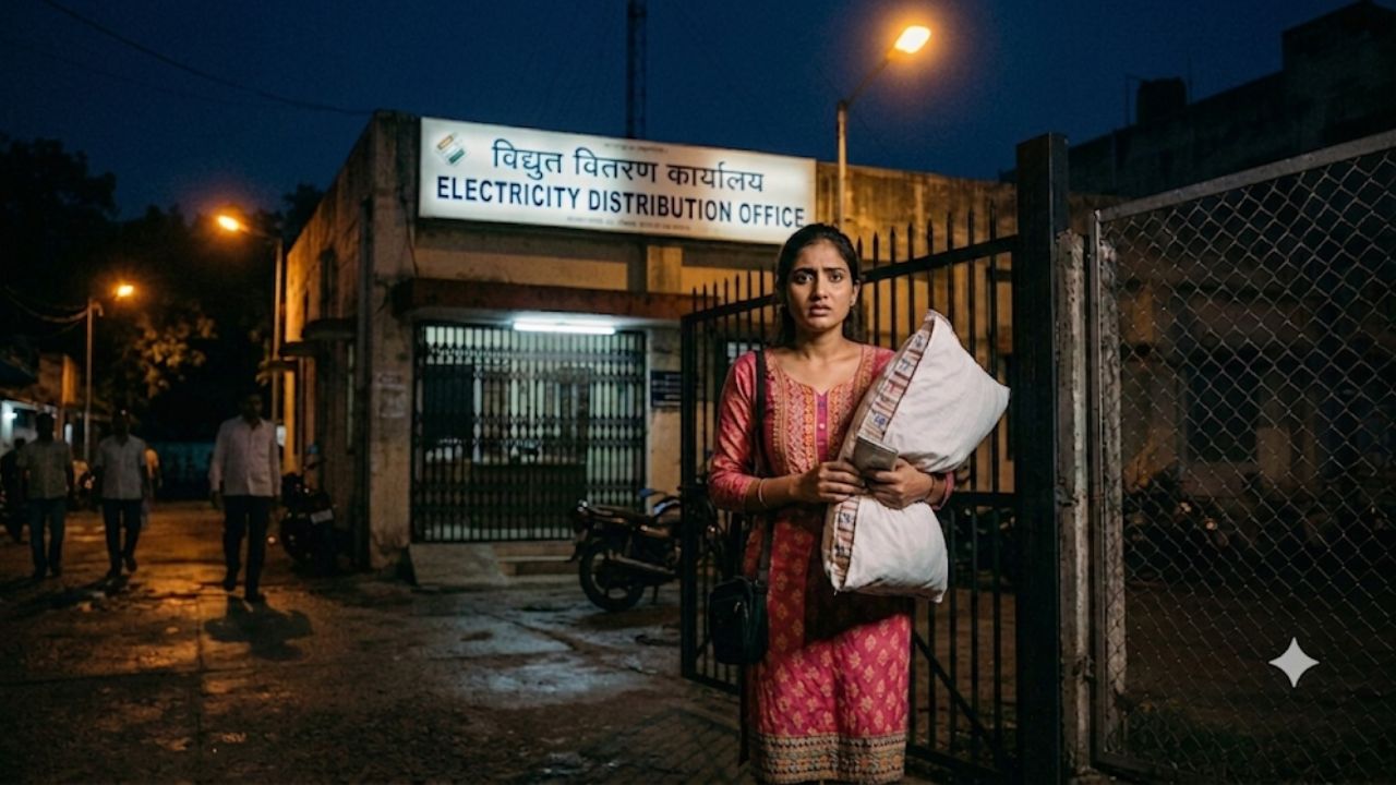 woman reached the electricity department with a pillow