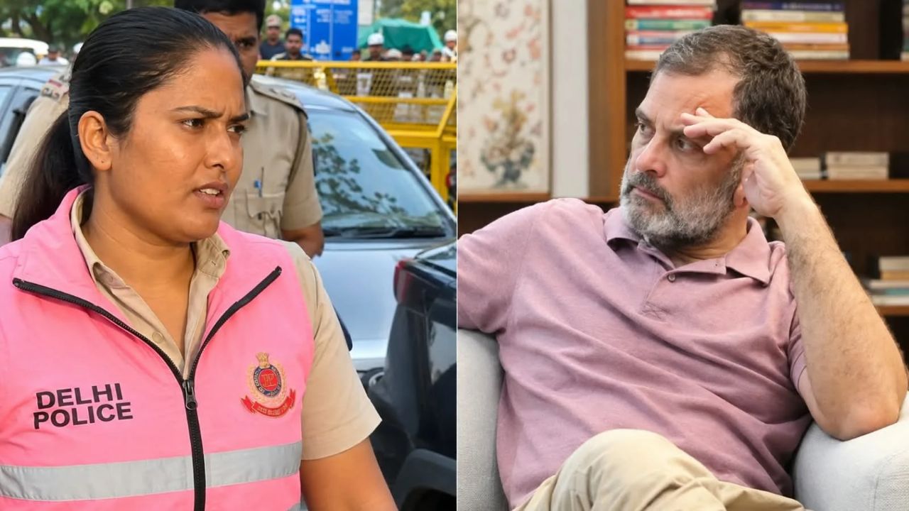 नेता विपक्ष राहुल गांधी और महिला पुलिस कांस्टेबल चंचल यादव